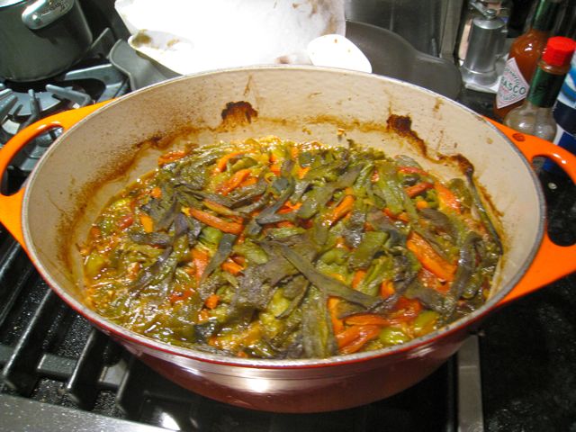 Braised Pork with Tomatillos & Chiles over Polenta