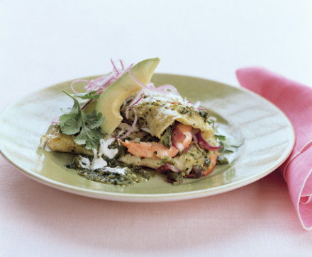 Ole! Shrimp Enchiladas with Salsa Verde