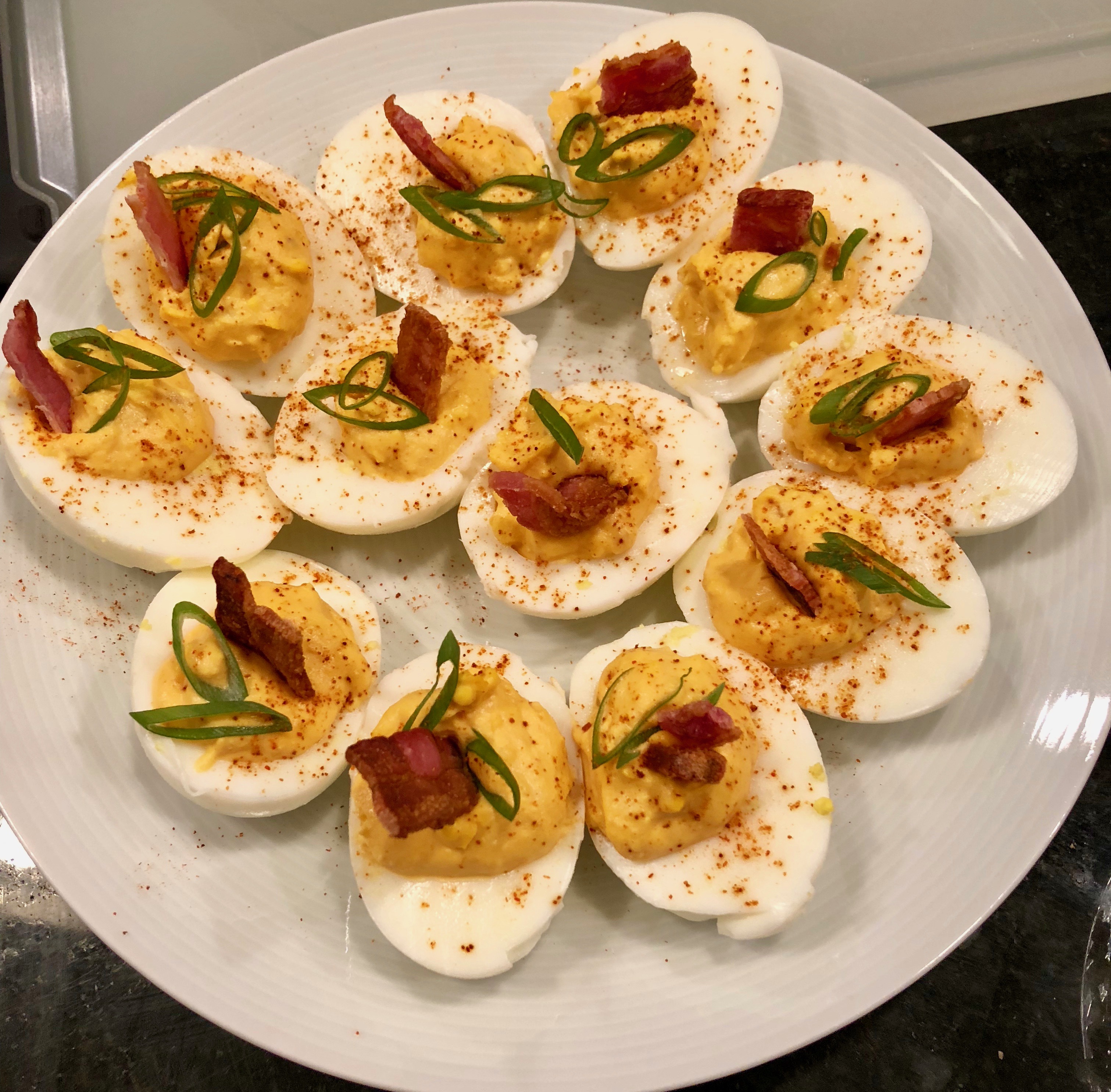 Bacon-Kimchi Deviled Eggs