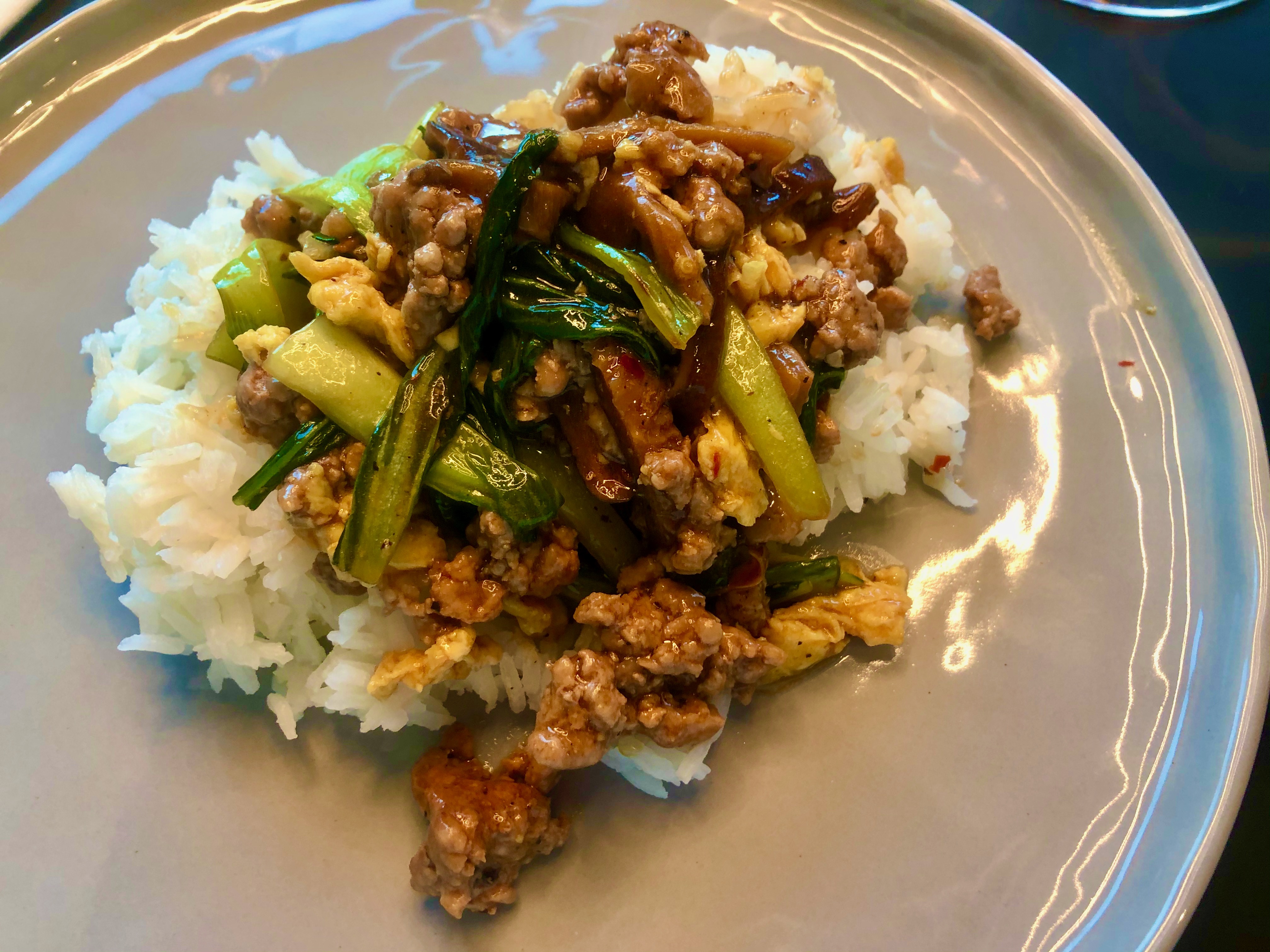 spicy pork and bok choy stir fry