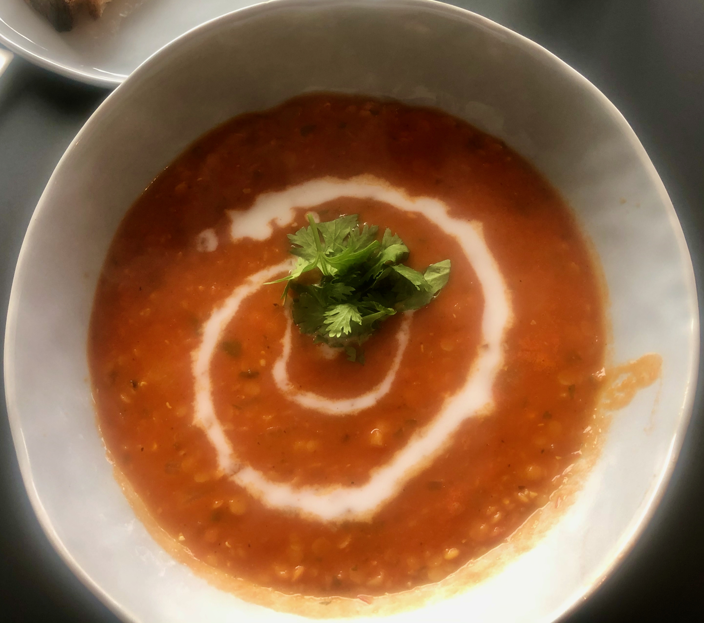 curried coconut lentil tomato soup